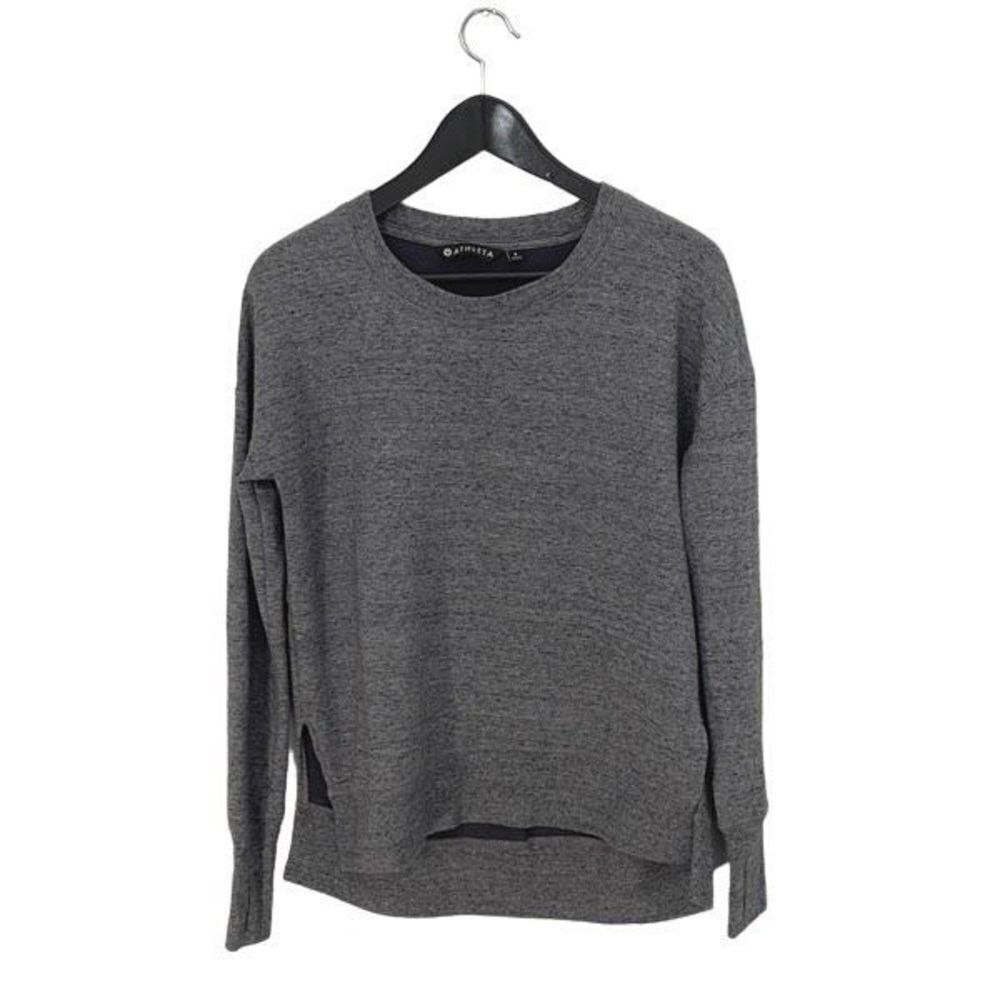 Athleta Womens Active Sweatshirt Top Long Sleeve Stretch Thumbhole Gray Small